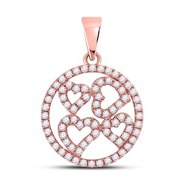 Round Diamond Heart Circle Pendant 1/2 Cttw 10KT Rose Gold