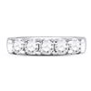 Image 2 : Machine Set Round Diamond 5-stone Wedding Band 1 Cttw 14KT White Gold