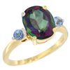 2.64 CTW Mystic Topaz & Blue Sapphire Ring 10K Yellow Gold - REF-24M5A