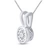 Image 2 : Round Diamond Solitaire Faceted Framed Pendant 1/10 Cttw 10KT White Gold