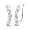 Image 1 : Round Diamond Graduated Climber Earrings 1 Cttw 10KT White Gold