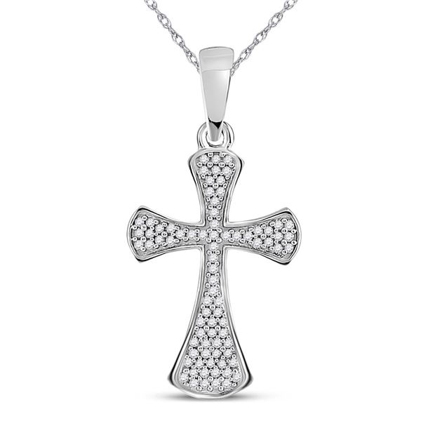 Round Diamond Cross Pendant 1/4 Cttw 10KT White Gold