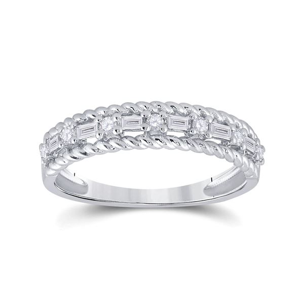 Baguette Diamond Anniversary Band Ring 1/3 Cttw 14KT White Gold