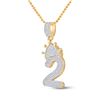 Image 2 : Baguette Diamond Number 2 Crown Charm Pendant 3/4 Cttw 10KT Yellow Gold