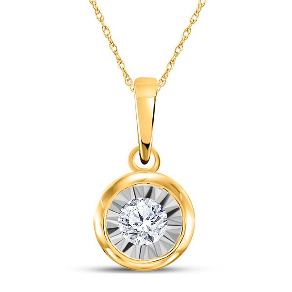 Round Diamond Solitaire Pendant 1/8 Cttw 10KT Yellow Gold