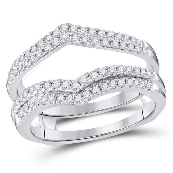 Round Diamond Chevron Solitaire Enhancer Wedding Band 1/2 Cttw 14KT White Gold