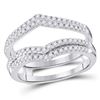 Image 1 : Round Diamond Chevron Solitaire Enhancer Wedding Band 1/2 Cttw 14KT White Gold