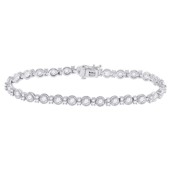 Round Diamond Statement Tennis Bracelet 4 Cttw 14KT White Gold