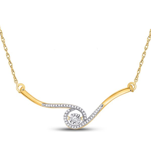 Round Diamond Moving Twinkle Pendant Necklace 1/5 Cttw 10KT Yellow Gold