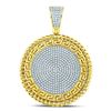 Image 1 : Round Diamond Greek Key Circle Charm Pendant 5/8 Cttw 10KT Yellow Gold