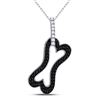 Image 1 : Round Black Color Enhanced Diamond Dog Bone Pendant 1/3 Cttw 10KT White Gold