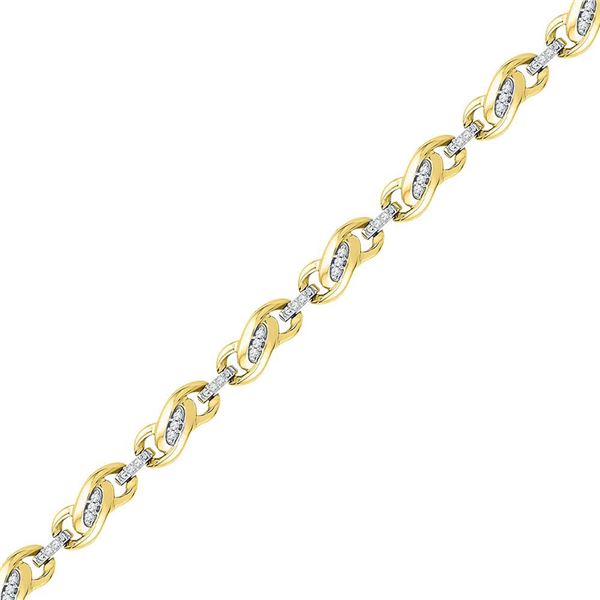 Round Diamond Fashion Link Bracelet 1/4 Cttw 10KT Yellow Gold