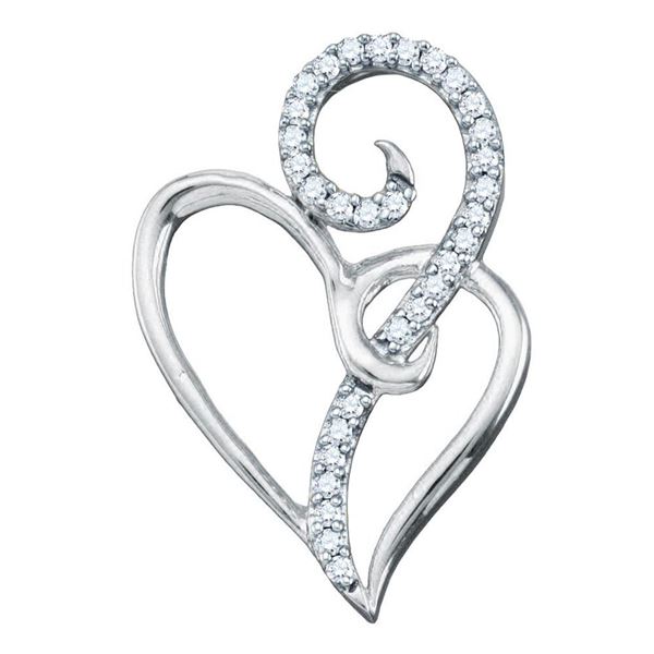Round Diamond Heart Pendant 1/10 Cttw 10KT White Gold