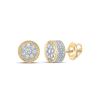 Image 1 : Round Diamond Fluted Cluster Earrings 7/8 Cttw 10KT Yellow Gold