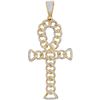 Image 1 : Round Diamond Ankh Cross Cuban Link Charm Pendant 7/8 Cttw 10KT Yellow Gold