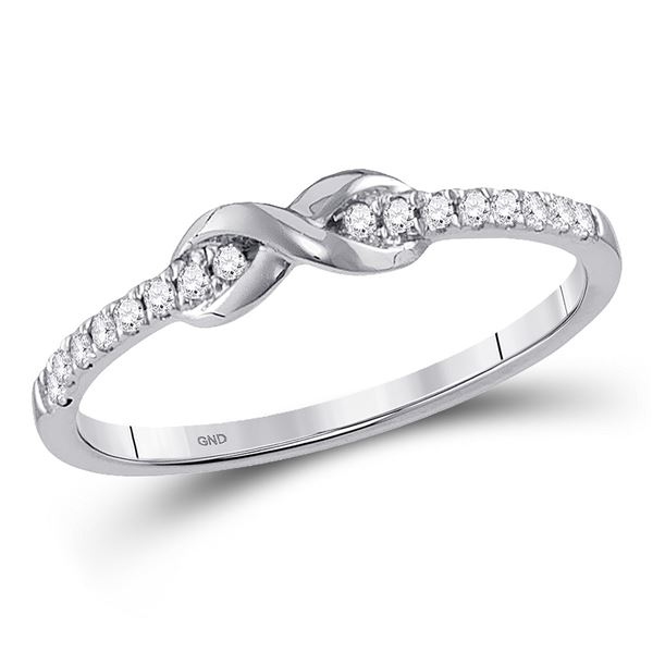 Round Diamond Infinity Knot Stackable Ring 1/10 Cttw 10KT White Gold