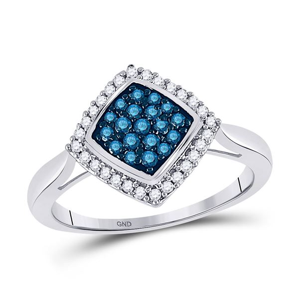Diagonal Square Cluster Ring 1/3 Cttw 10KT White Gold
