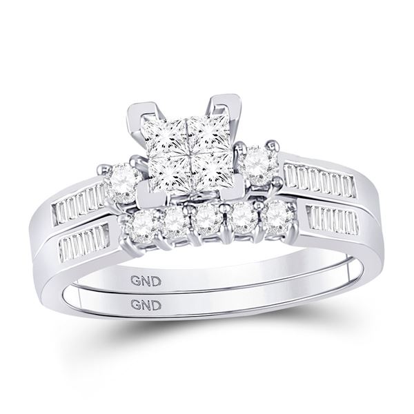 Bridal Wedding Ring Band Set 1/2 Cttw 10KT White Gold