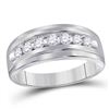 Image 1 : Round Diamond Wedding Single Row Band Ring 1/2 Cttw 10KT White Gold
