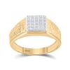 Image 1 : Round Diamond Square Cluster Ring 1/8 Cttw 10KT Yellow Gold
