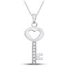 Image 1 : Round Diamond Key Heart Pendant 1/20 Cttw 10KT White Gold
