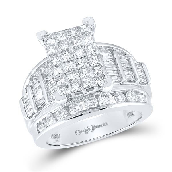 Cluster Bridal Wedding Engagement Ring 3 Cttw 10KT White Gold