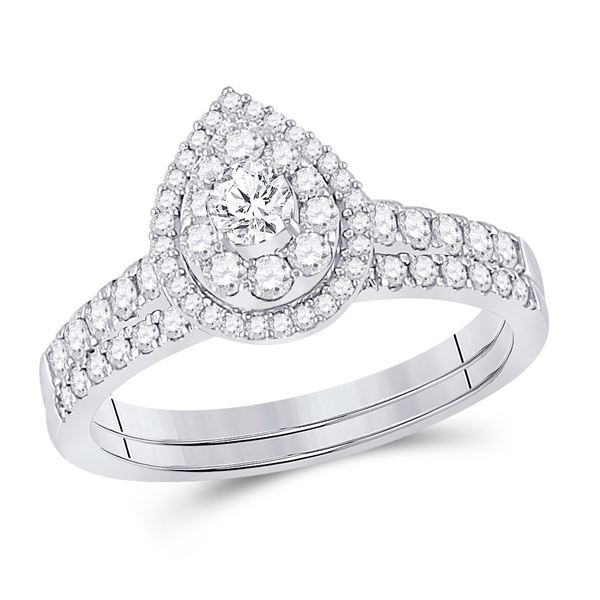 Diamond Bridal Wedding Ring Band Set 3/4 Cttw 14KT White Gold