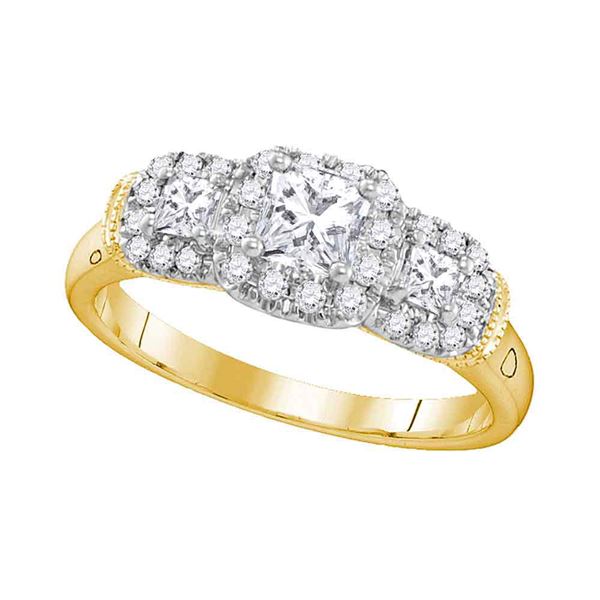 3-stone Bridal Wedding Engagement Ring 3/4 Cttw 14KT Yellow Gold