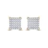 Image 2 : Round Diamond Square Earrings 1/5 Cttw 10KT Yellow Gold