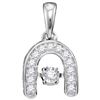 Image 1 : Round Diamond Moving Twinkle Solitaire Horseshoe Pendant 1/8 Cttw 10KT White Gold