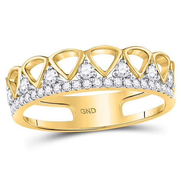 Round Diamond Triangle Band Ring 1/3 Cttw 14KT Yellow Gold