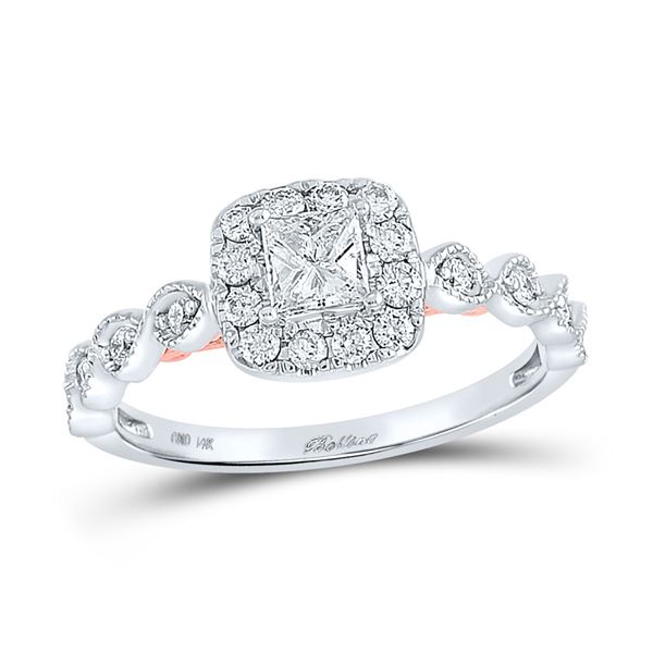 Solitaire Bridal Wedding Engagement Ring 3/4 Cttw 14KT Two-tone Gold
