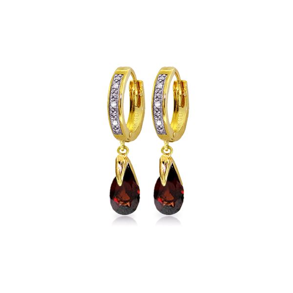 Genuine 2.53 ctw Garnet & Diamond Earrings 14KT Yellow Gold - REF-60F4Z