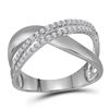 Image 1 : Round Diamond Crossover Band Ring 3/8 Cttw 10KT White Gold