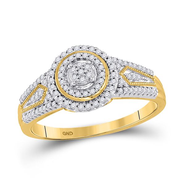 Round Diamond Circle Cluster Ring 1/4 Cttw 10KT Yellow Gold
