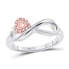 Image 1 : Round Diamond Rose-tone Heart Infinity Ring 1/20 Cttw 10KT Two-tone Gold