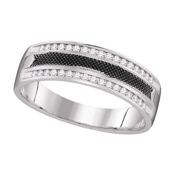 Round Diamond Wedding Black-tone Band Ring 1/4 Cttw 14KT White Gold