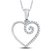 Image 1 : Round Diamond Clef Heart Pendant 1/10 Cttw 10KT White Gold