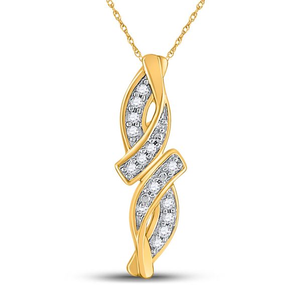Round Diamond Bypass Infinity Pendant .02 Cttw 10KT Yellow Gold
