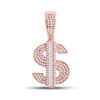 Image 1 : Baguette Diamond Dollar Sign Money Charm Pendant 5/8 Cttw 10KT Rose Gold