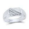 Image 1 : Round Diamond Diagonal Row Flat Top Ring 1/12 Cttw 10KT White Gold