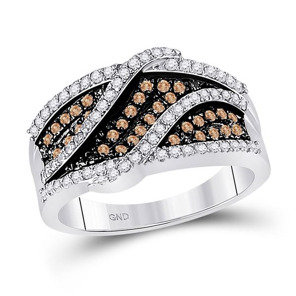 Round Brown Diamond Fashion Ring 3/4 Cttw 10KT White Gold