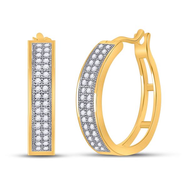 Round Diamond Hoop Earrings 1/5 Cttw 10KT Yellow Gold