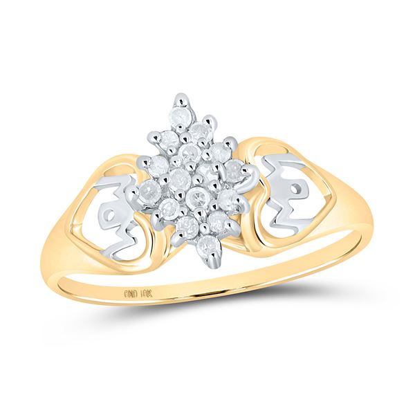 Round Diamond Mom Heart Cluster Ring 1/6 Cttw 10KT Yellow Gold