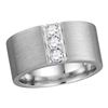 Image 1 : Round Diamond 3-stone Matte Wedding Band 1/2 Cttw 14KT White Gold