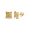Image 1 : Round Yellow Color Enhanced Diamond Cluster Earrings 1/6 Cttw 10KT Yellow Gold