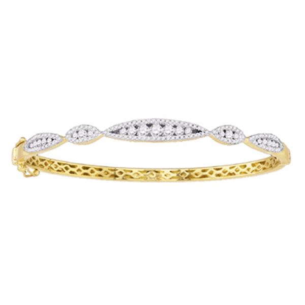 Round Diamond Bangle Bracelet 1 Cttw 10KT White Gold