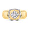 Image 2 : Round Diamond Ribbed Square Cluster Ring 1/2 Cttw 10KT Yellow Gold