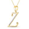 Image 2 : Round Diamond Initial Z Letter Pendant 1/12 Cttw 10KT Yellow Gold