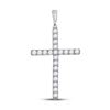 Image 1 : Round Diamond Cross Pendant 1/2 Cttw 10KT White Gold